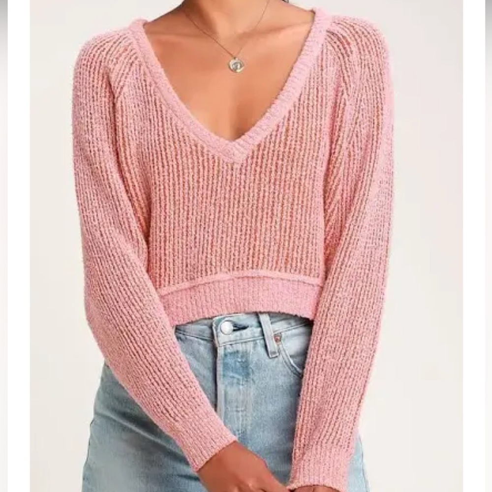 Free People- High Low V Textured Slouchy Sweater